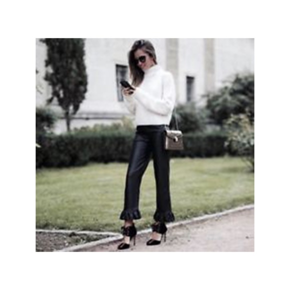 nwt | Zara Woman Faux Leather Ruffle Pants - Picture 2 of 8